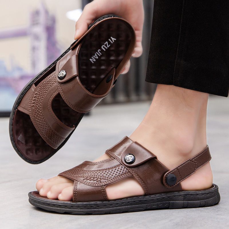 

Сандалии мужские летние пляжные для отдыха корейская версия дышащие мягкие нескользящие водонепроницаемые тапочки двойного назначения на толстой подошве 44 темно-коричневого