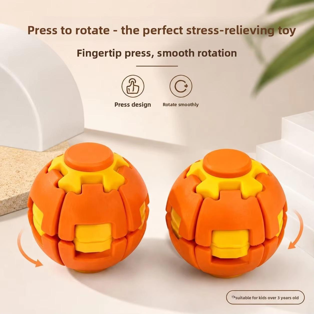 3D Geprinte Fidget Tandwiel Bal Drukken Rotatie Stressverlichting Spiraal Fidget Spinner Knop Decompressie Speelgoed voor Volwassenen Kinderen orange