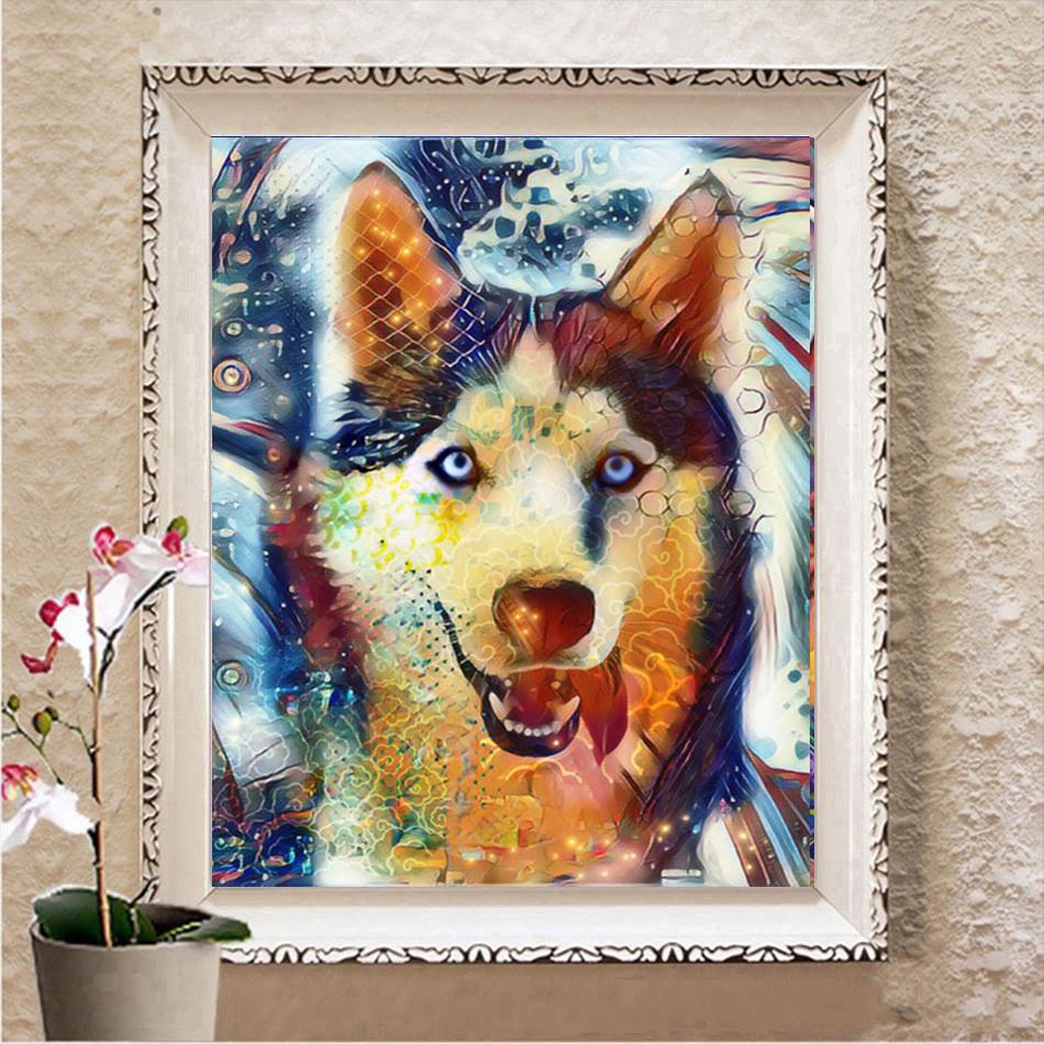 Diamantové vyšívání Tongue Out Wolf Full Square Nový příchod 3D DIY Diamantová malba Bohémské zvíře Obrázek drahokamu Wall Art