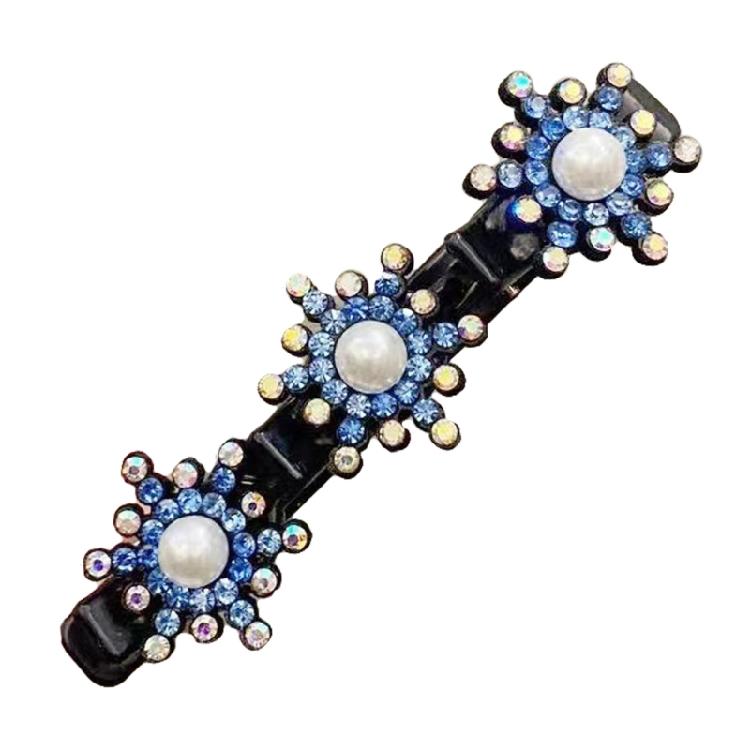 5x Sparkling Crystal Stone Braided Hair Clips Tooth-Shaped Non-Slip Bang Hairpin