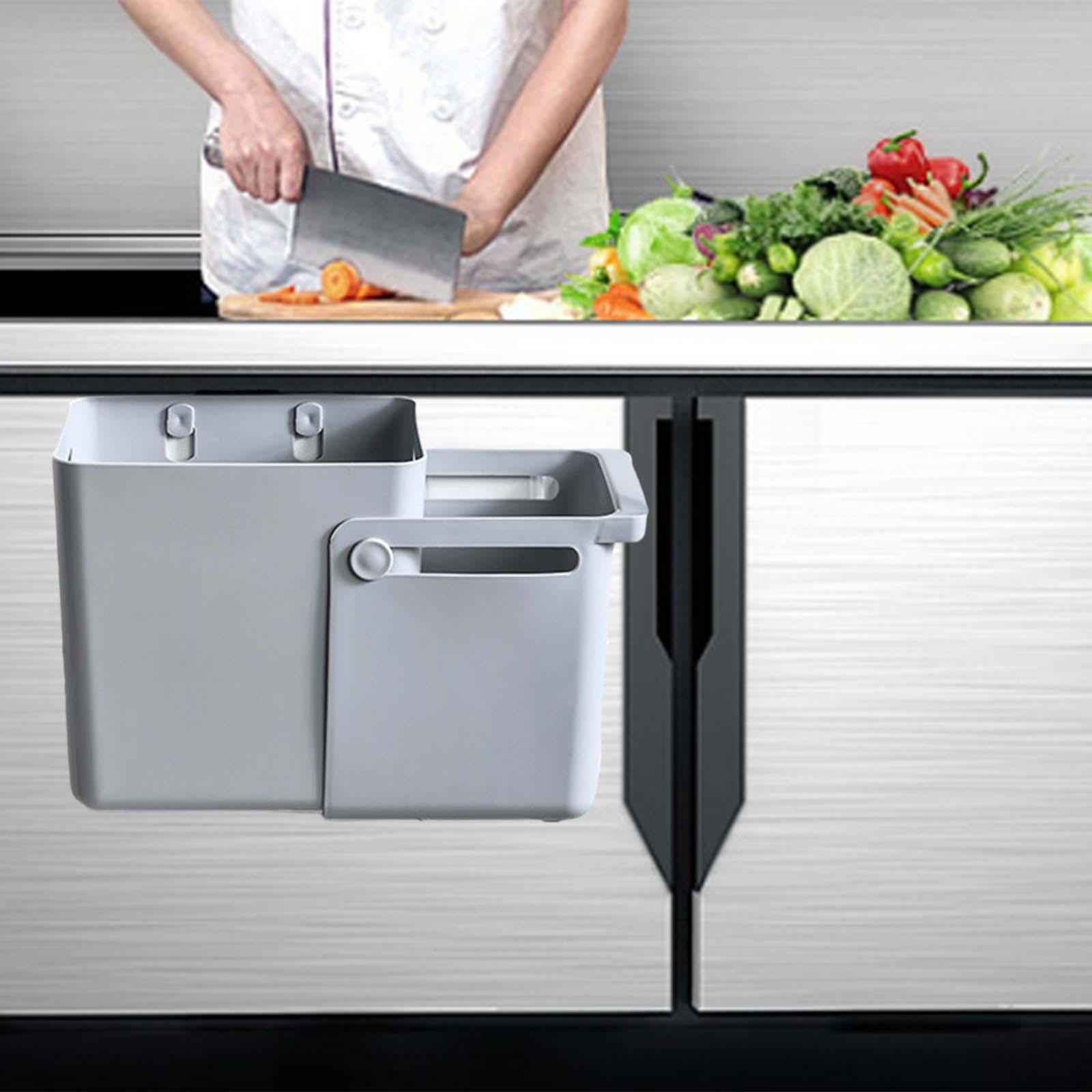 

Подвесной кухонный мусорный бак, ведро для компоста, выдвижной стильный контейнер для переработки пищевых отходов. серый