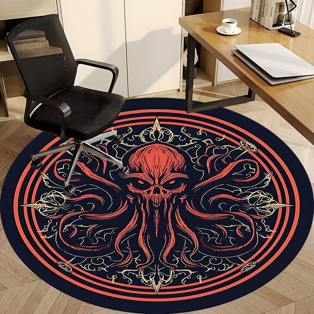 1pc Cthulhu Mandala Office Round Area Rug, Mat Suitable ForOffice, Under Office Chairs Bedroom Living Room Home Decor, Room Deco