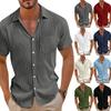 Men's Color Loose Comfortable Casual Button-up Short-sleeved Shirt