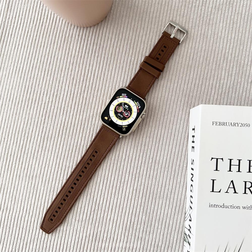 

Ремешок из искусственной кожи + силиконовый ремешок, совместимый с ремешками Apple Watch серии 9, 8, 7, 6, 5, 4, 3, 2, 1 Ultra SE для iWatch, ремешок 49 мм, 45 мм, 44 мм, 42 мм, 41 мм, 40 мм, 38 мм 42/44/45/49MM
