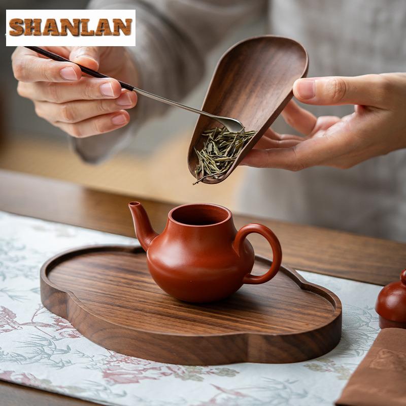Boutique Walnut Wood Tea Spatula Zen Alloy Tea Spoon Set Tea Six Gentlemen Elegant Tea Tool Set Teaware Utensils Tableware Gift