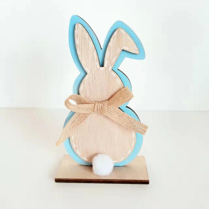 Ornament Exchange Home for Easter Dwarf Ornaments Rabbit Decoration Decorations Wooden Desktop Easter Couple Dancing Sculpture