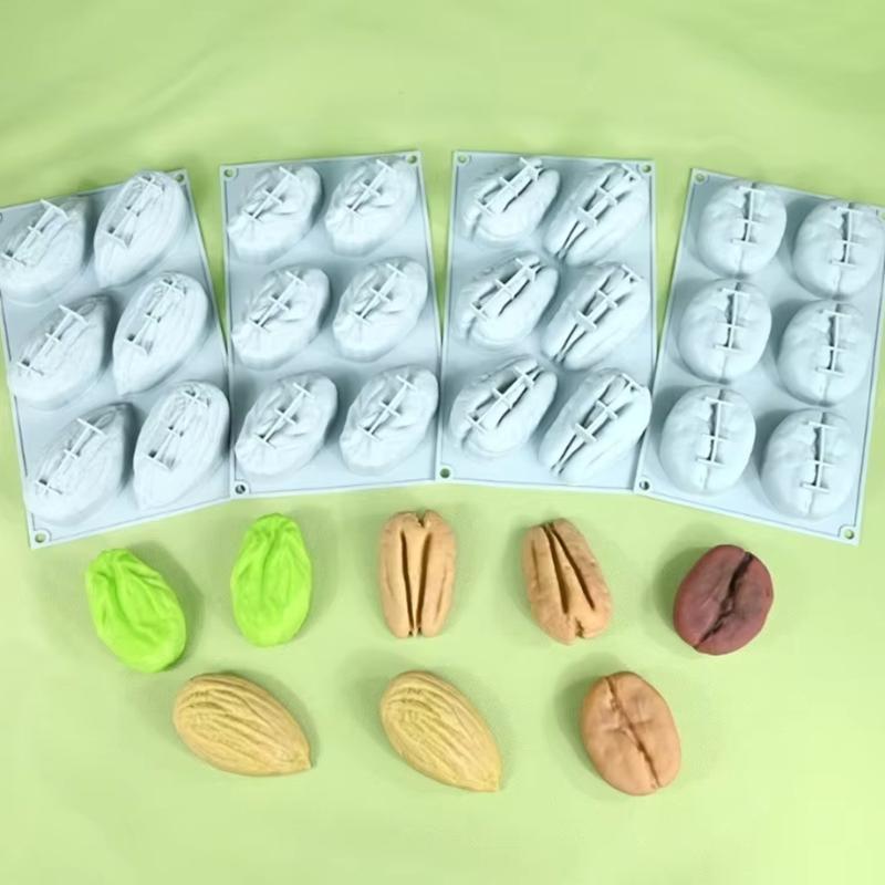 Nut-Shaped Silicone Mold Almond/Pistachio/Pecan/Coffee Bean Mousse Mold DIY Candles Chocolate Ice Mould Kitchen Cake Decor Tool