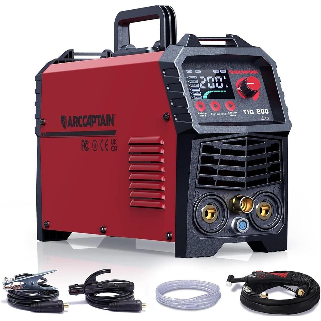 ARCCAPTAIN EU Standard DC TIG200 IGBT Welder with RF Ignition Combi 200 Amp and Handheld Electronic MMA TIG Welding Machine