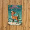 1pc Vintage Christmas Reindeer Iron Tin Sign, 8x12 Inches, Merry Xmas Wall Decor for Home, Bar, Cafe, School, Library, Garage