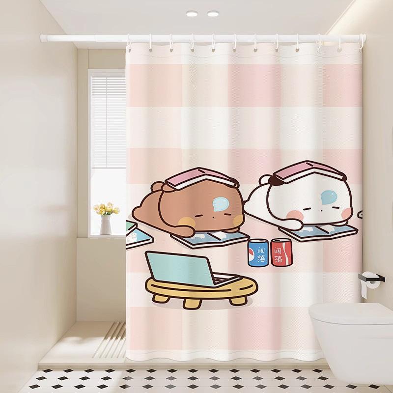 Cute Shower Curtain Thickened Waterproof Bathroom Bathroom Bathroom Bath Shower Dry And Wet Separation Hanging Curtain