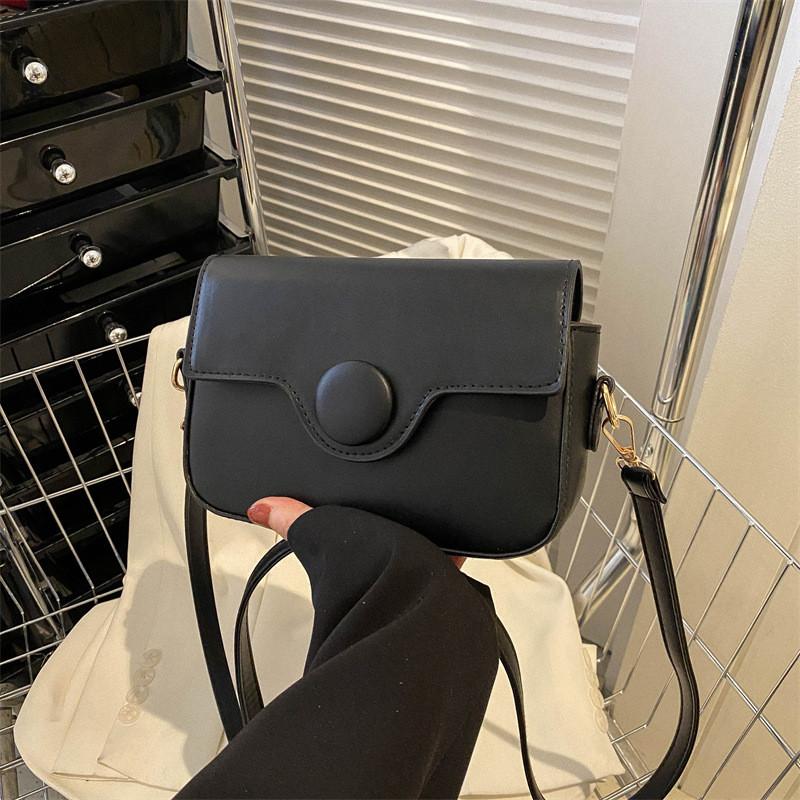 Stylish Spring Women's Pu Small Square Handbag Trendy Versatile Shoulder Bag In Black White Khaki Rosy Orange