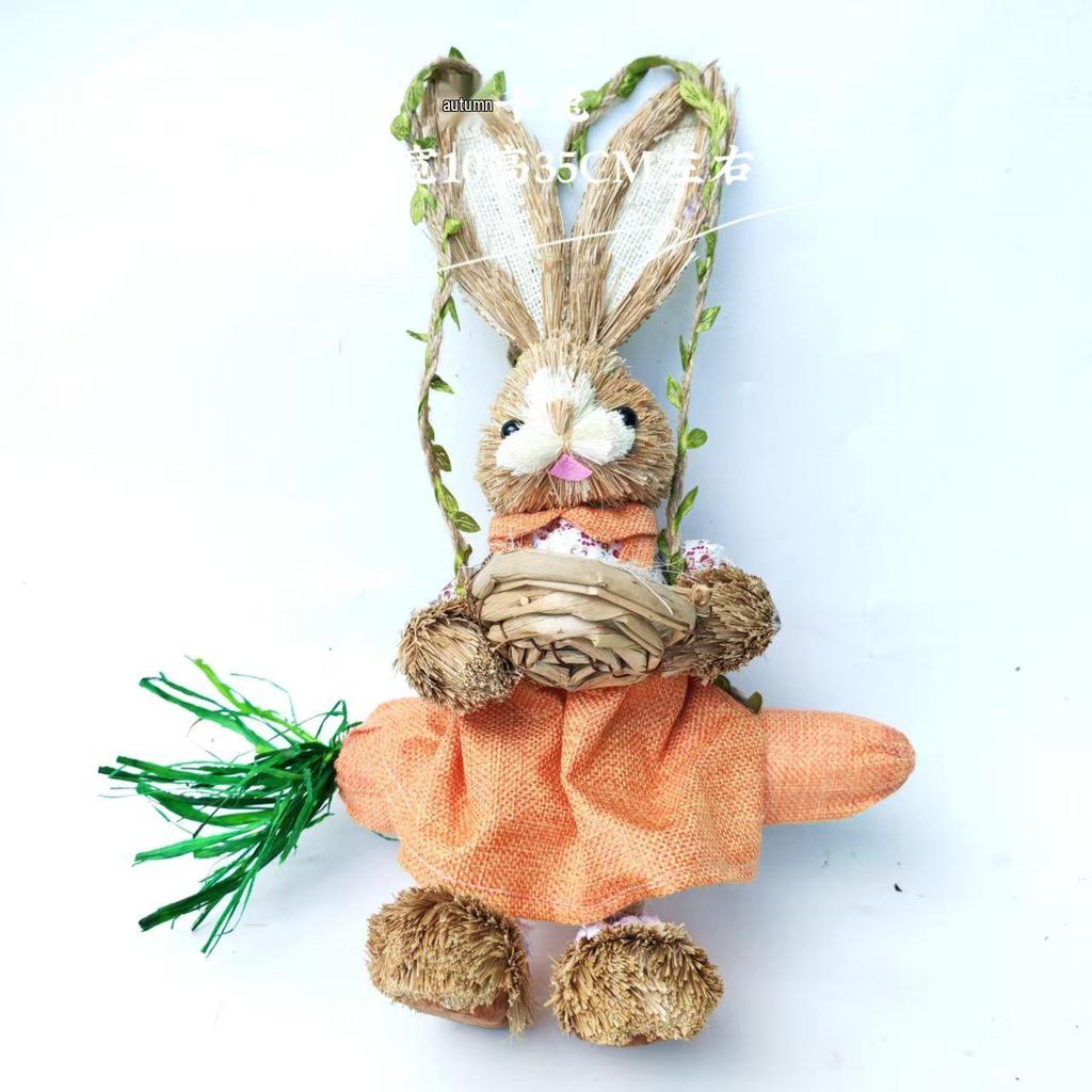 Handgefertigter Strohflecht-Kaninchenschmuck - Niedlicher Mori-Stil für Weihnachten & Ostern