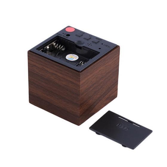Digital Wooden Cube Modern Led Thermometer Timer Calendar Desk Alarm Clock