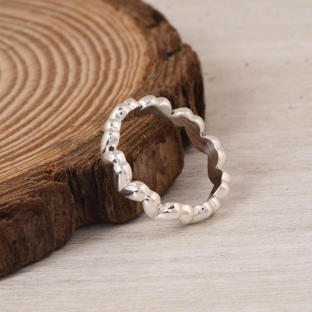 Dainty Heart Band Ring, 925 Silver Love Ring, Minimal Wedding or Promise Band, Everyday Stackable Ring.