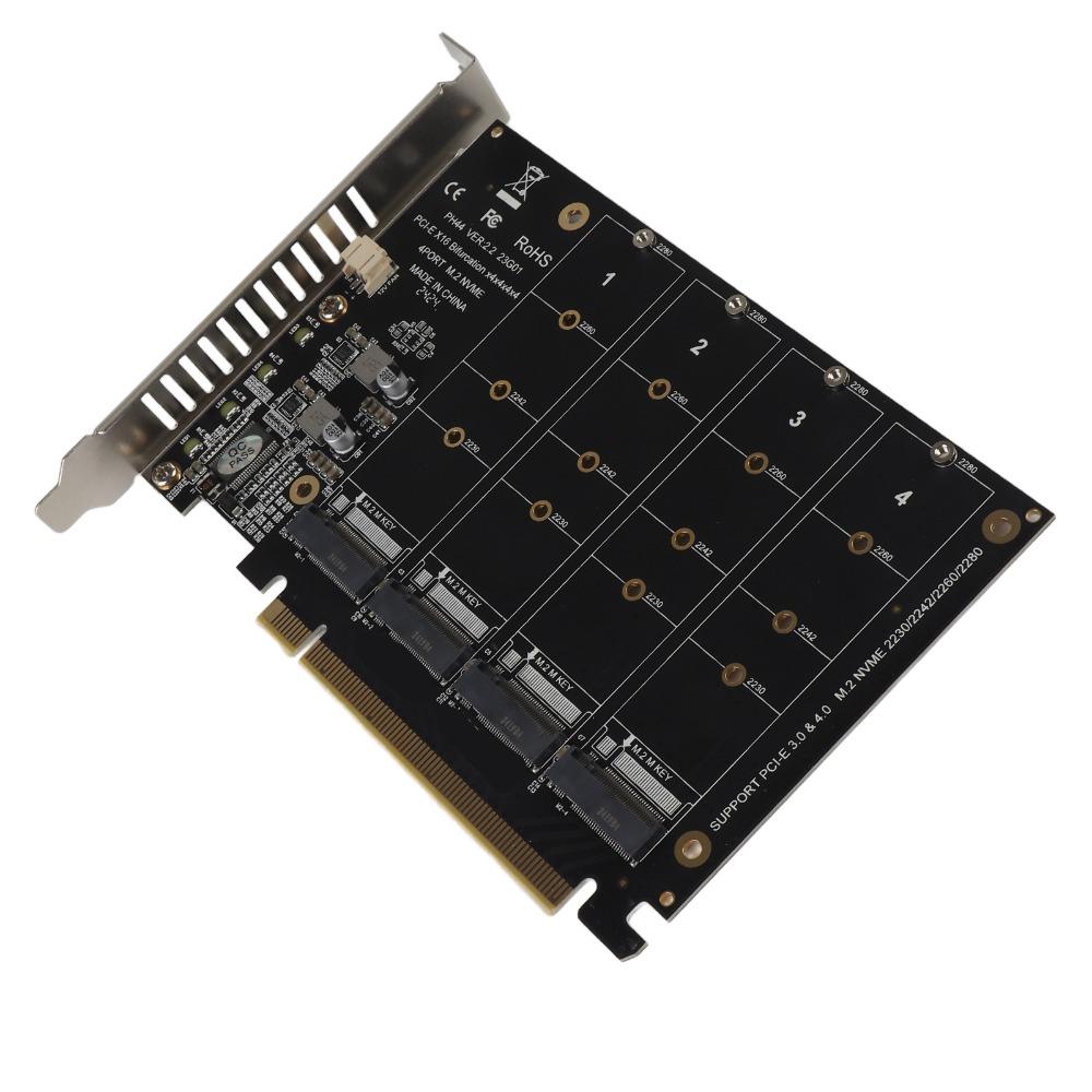 4 Port M.2 PCIE Adapter Card Plug and Play SSD Converter Card PCIE Expansion Card Gaming PC