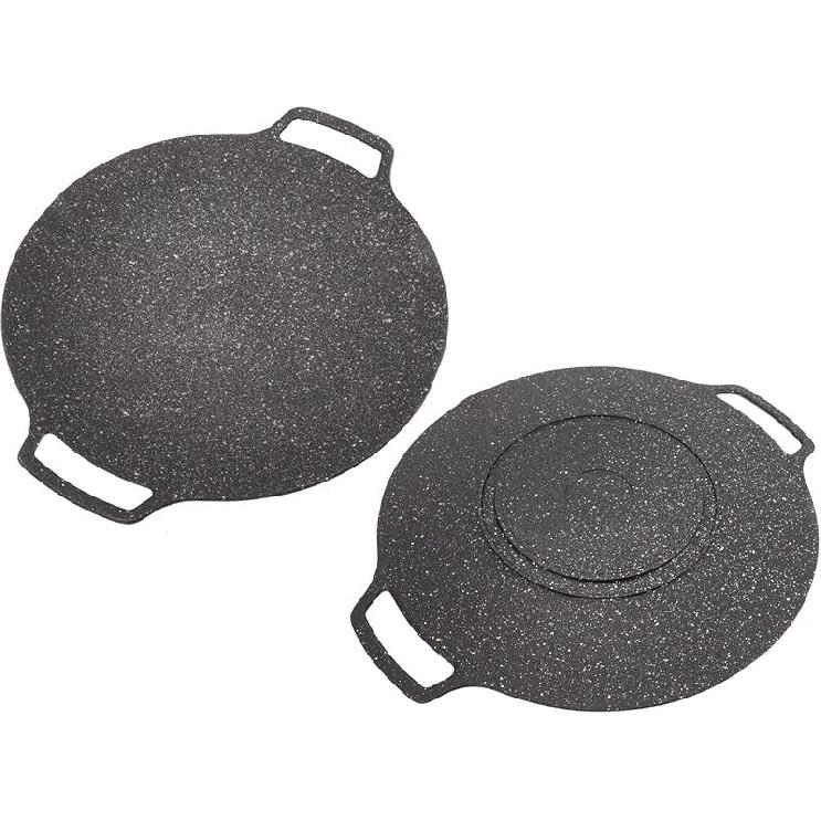 Korean Grill Pan,11.8inch Nonstick Round Griddle Grill Pan for Korean BBQ,Round BBQ Griddle with Handle,Multifunctional Stove Plate for Meats, Universal Model 30cm