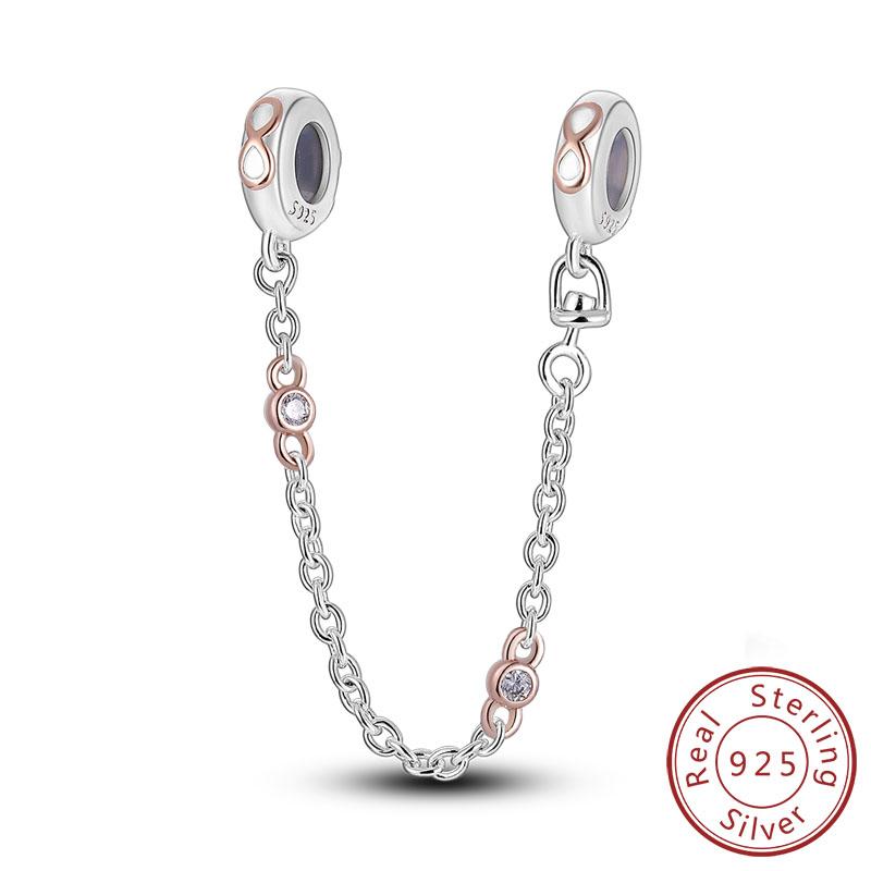 Safety Chain Charms Fit Original Copper Charms Beads Moon Star Butterfly Heart Safety Chain For Women Jewelry Gift