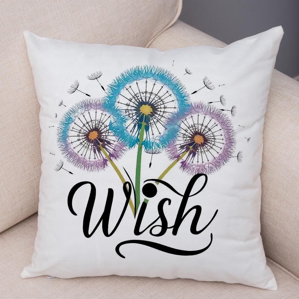 Faith Hope Love Pillowcase Double Print Hummingbird Dandelion Cushion Cover Soft Plush Enjoy Little Things Pillowcase for Sofa