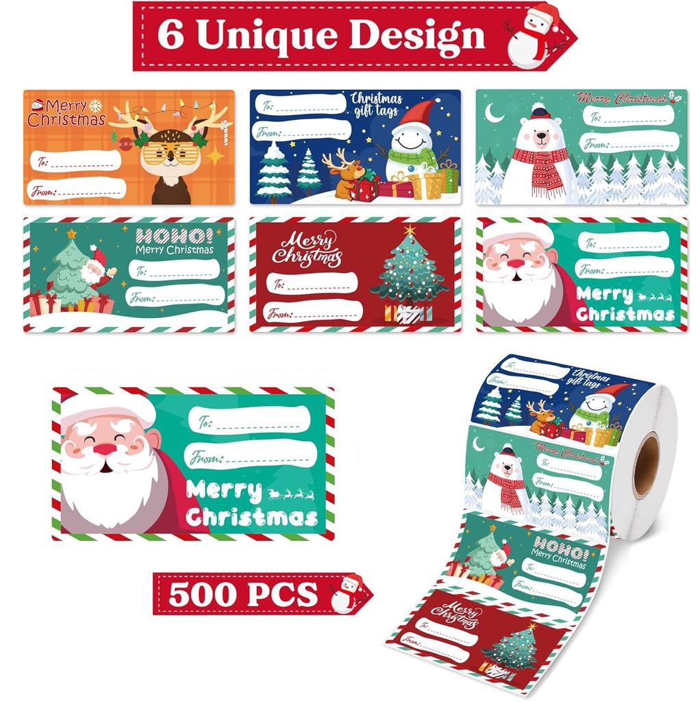 500 Stickers/Roll Pack Christmas Stickers Blessing Decoration Stickers Gift Series Sticker Stickers Children's Christmas Gifts