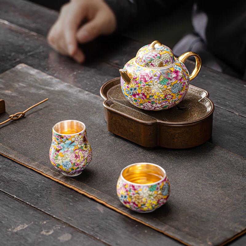Sushine Ceramic Master Zheng Wenqiang Gilded Silver Kung Fu Tea Set