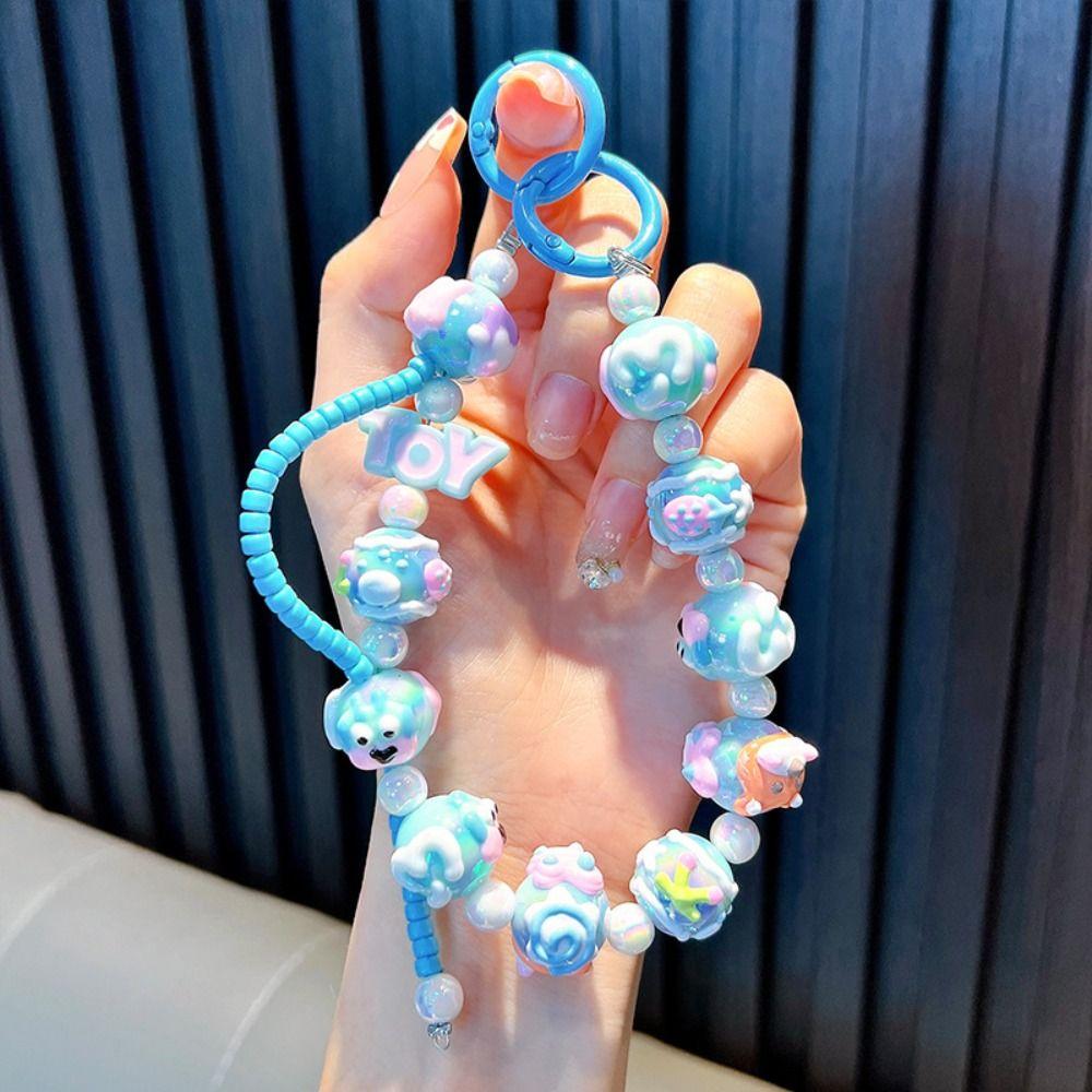 

Акриловый ремешок для мобильного телефона Ручная работа Брелок Красочное подвесное украшение синий