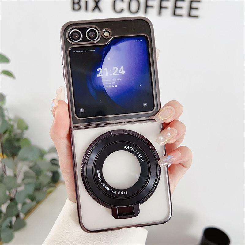 

Роскошный складной чехол для телефона Samsung с магнитной подставкой для Samsung ZFlip 3/4/5 ZFold 3/4/5, универсальный защитный чехол от падения Samsung ZFlip 3 чёрный