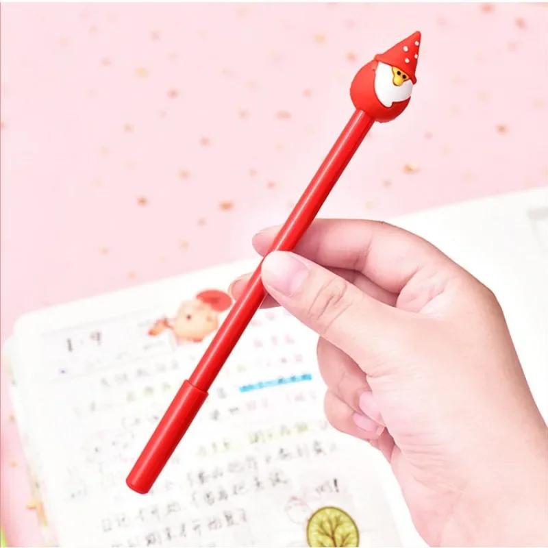 Kawaii Creative Cartoon Gel Pen 0.5mm Black Santa Claus Christmas Gift Series Neutral Student Stationery Office Signature Pens