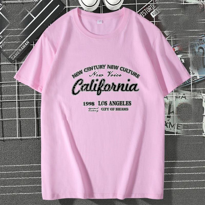 Short-sleeved T-shirt Men And Women Couples Summer Loose Cotton Body Shirt Round Neck Letters Simple Loose Tops