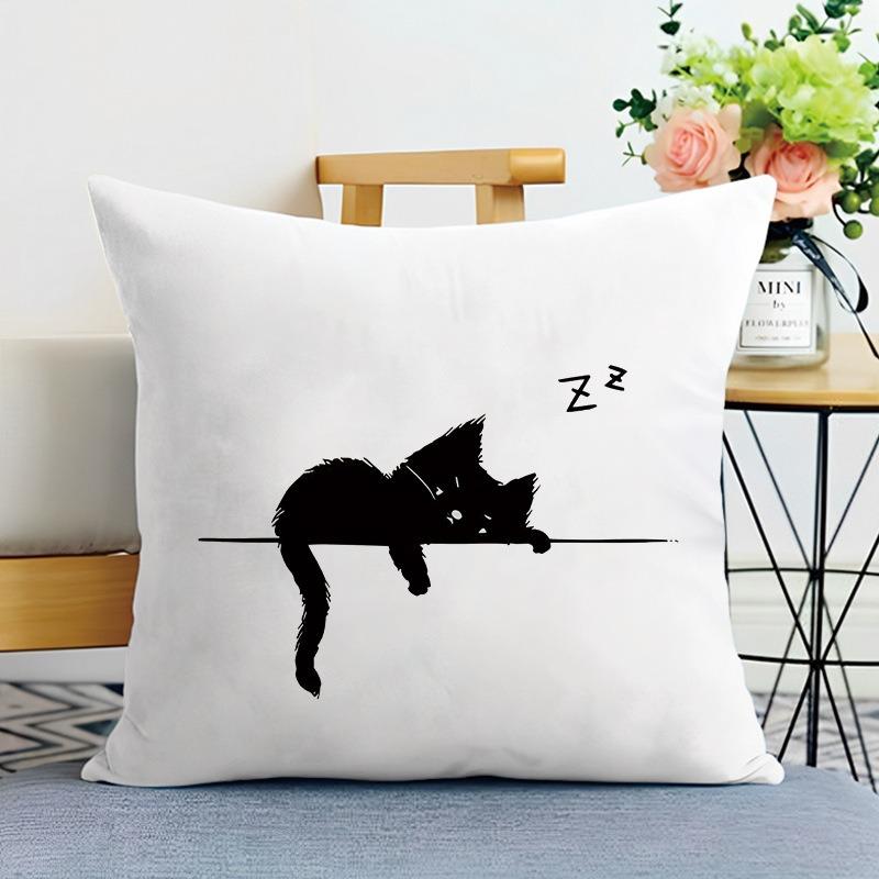 

Декоративная наволочка с рисунком черного кота для спальни, гостиной, квадратная подушка, наволочка 40x40cm
