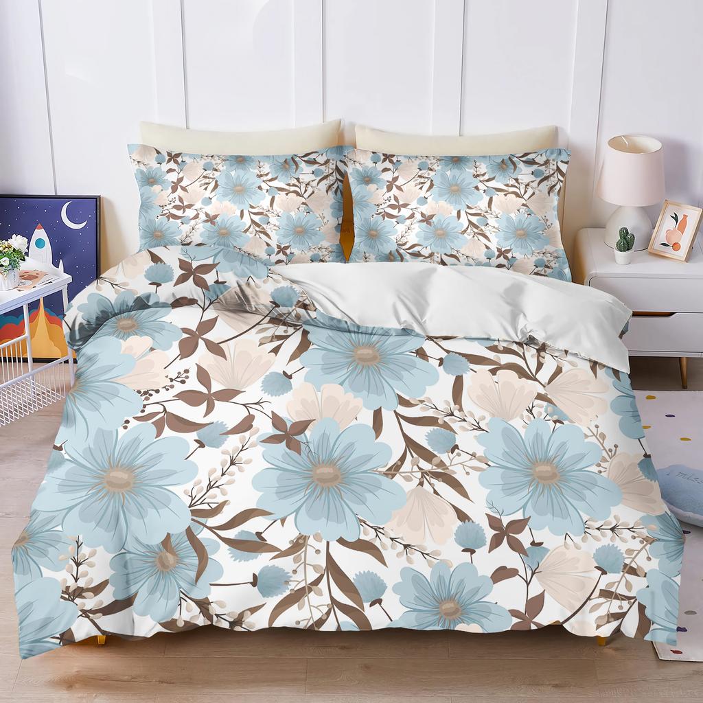 Pflanze Niedliche Blumen Bettbezug Floral Zuhause Kissenbezug Set Schlafzimmer für Erwachsene 203X228Cm Größe Kinder Bettdecke Bettwäsche