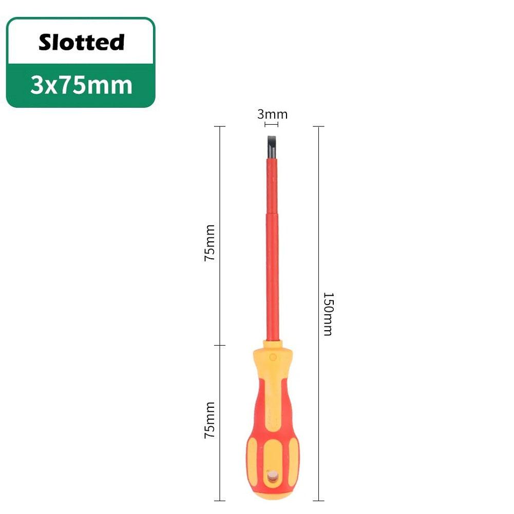 Power Screwdriver with Insulated Handle and Cross and Flat Head Blades 3MM