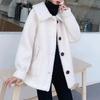 Verdickter Imitat-Lammwoll-Integrierter Quadratkragen-Mantel Damen Herbst- und Winterbekleidung Übergröße Einreihig Lockerer Damenmantel