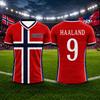 Sommer Norwegen Flagge Druck Fußballtrikot NR.9 HAALAND Herren Damen Jungen Mädchen Sport T-Shirts Fußballfans Kinder T-Shirt