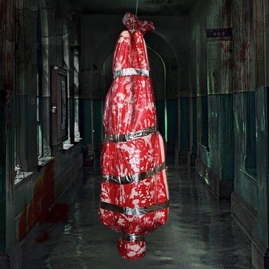 60 Inch Hanging Corpse Dead Victim Props Scary Fake Corpse In Bag Inflatable Hanging Dead Body for Halloween Indoor Outdoor Haunted House Decor