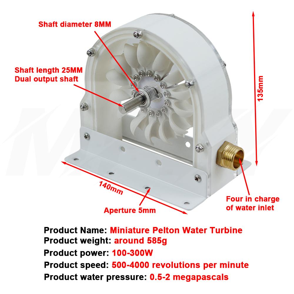 High-Efficiency Pelton Turbine, Impact Hydraulic Runner, Bucket Wheel, Multi-Purpose DIY Hydraulic Generator 100-300W
