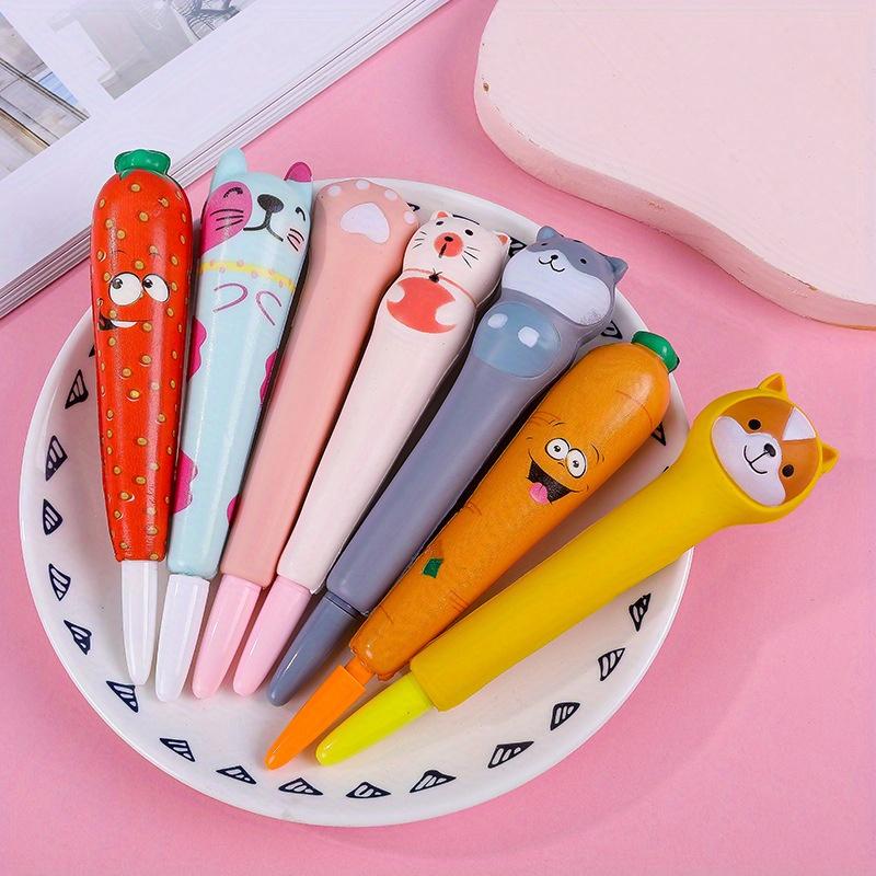 10pcs 0.5mm Cute Pen Pinched and Neutral Pen Student School Supplies Cartoon Creative Stationery Soft Neutral Pen
