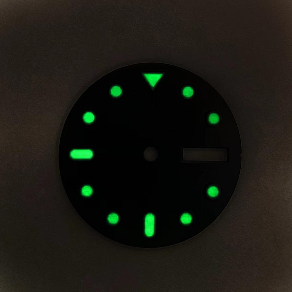 1PC 28.5mm Green Luminous Dial Watch Dial for NH36 Movement Dual Calendar Watch Faces for Men Accessories