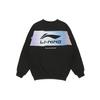 Li Ning Sports Fashion Serie Buchstabenlogo bedrucktes locker sitzendes Pullover Langarm-Sweatshirt Herren Sweatshirt Schwarz AWDR207-1
