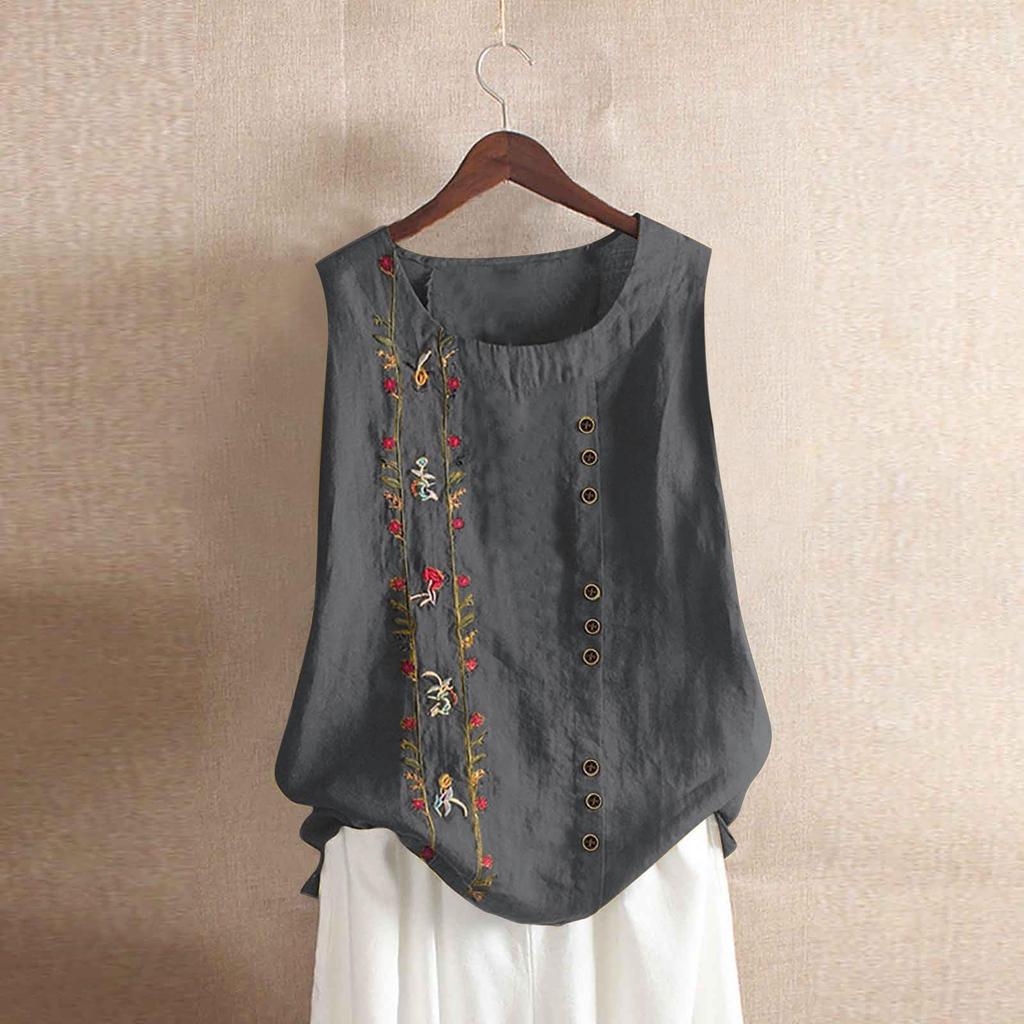 Damen Sommer Mode Rundhals Weste Ärmellos Urlaub Lässig Locker Basic Hemd Top
