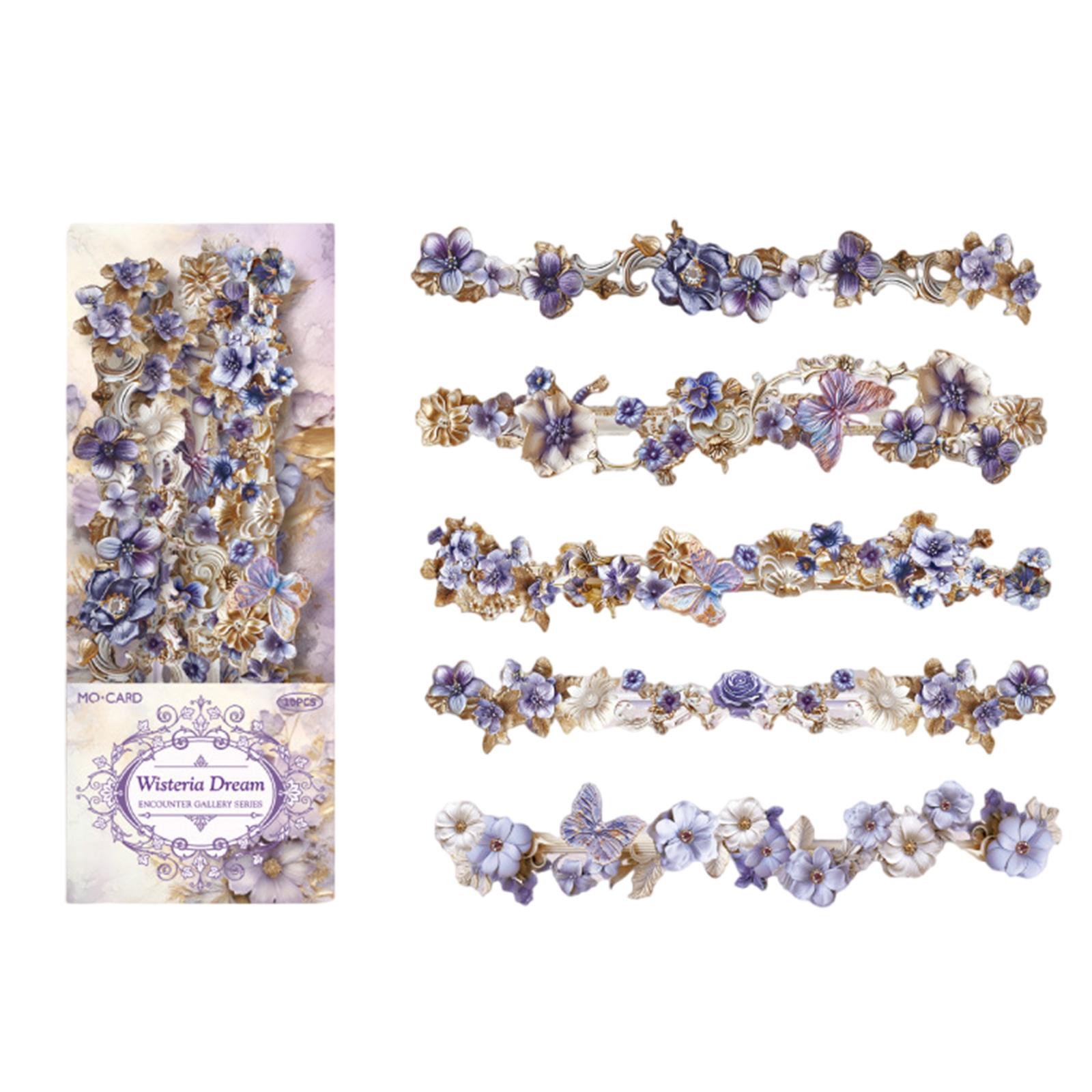 

10 шт. Декоративная наклейка с цветочным бордюром, самоклеящаяся наклейка для скрапбукинга, ежедневника, чехла для телефона, фотоальбома 5