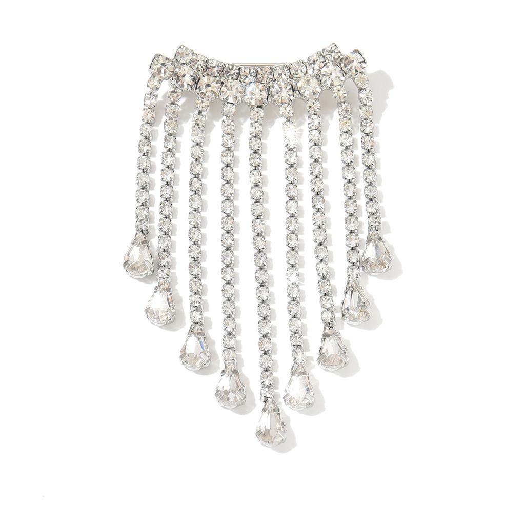 Full diamond personalized trendy design with irregular tassel and super sparkling brooch for wearing