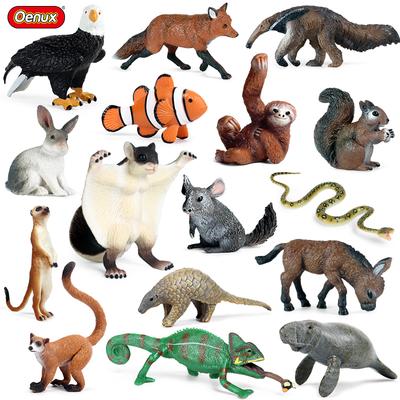 Oenux Simualtion Niedliche Wald Wildtiere Actionfiguren Eule Schuppentier Seekuh Hase Modell Miniatur Kuchenaufsätze Kinder Geschenk Spielzeug