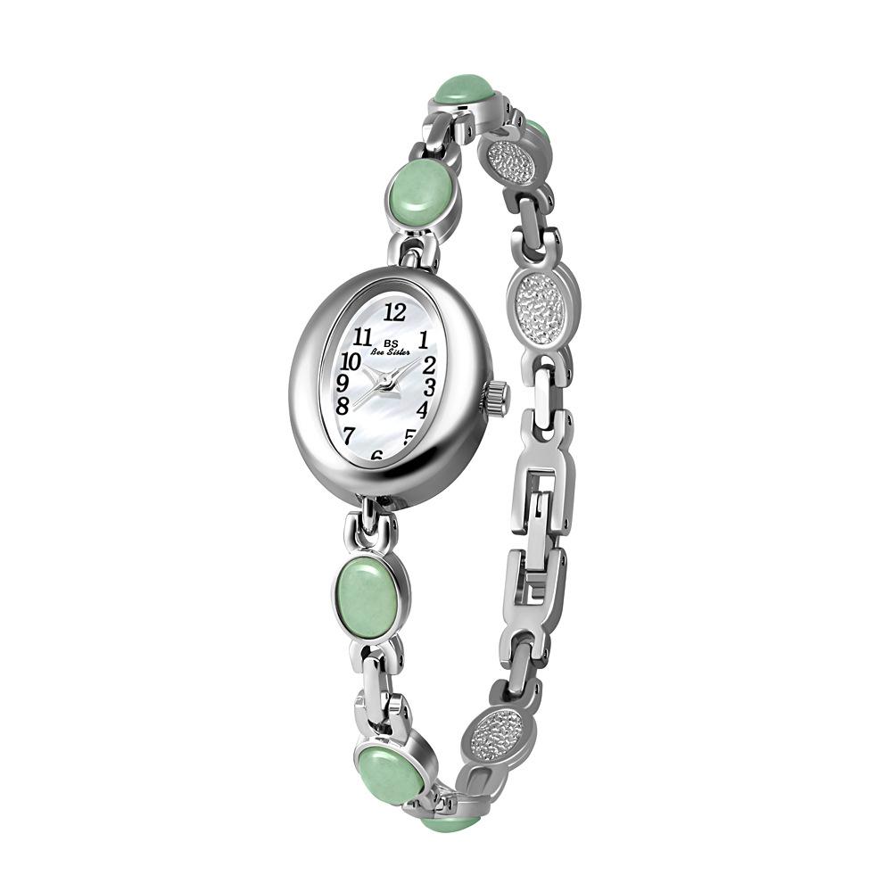 Luxury Women Watches Natural Color Jade Bracelet Quartz Women's Wristwatch Oval Small Dial Fashion Dress Watch Gifts NEW