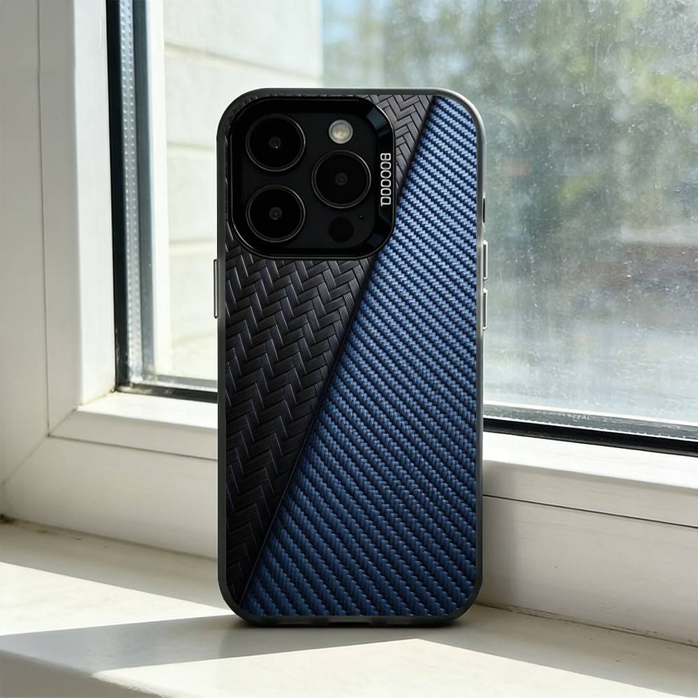 Car Carbon F-fibre Phone Case For iPhone 17,16,15,14,13,12,11 Plus,Pro Max,XS,Colored Silver Plated Inside Cover