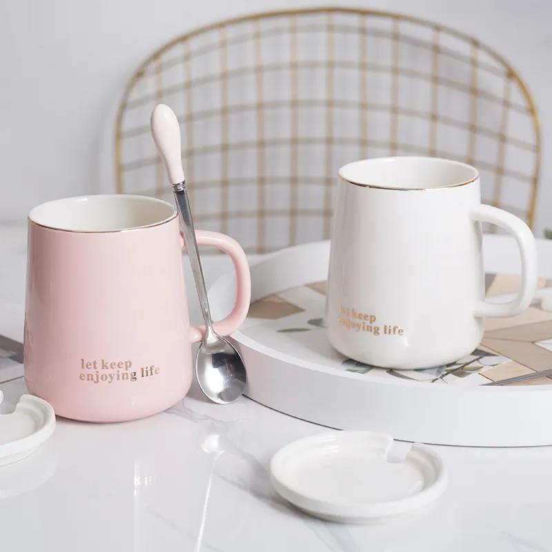 Taza de café Taza con tapa Cuchara Taza de té Mujer Estudiante Coreana Taza  de pareja Cerámica Hogar Lindo comprar a buen precio — entrega gratuita,  reseñas reales con fotos — Joom