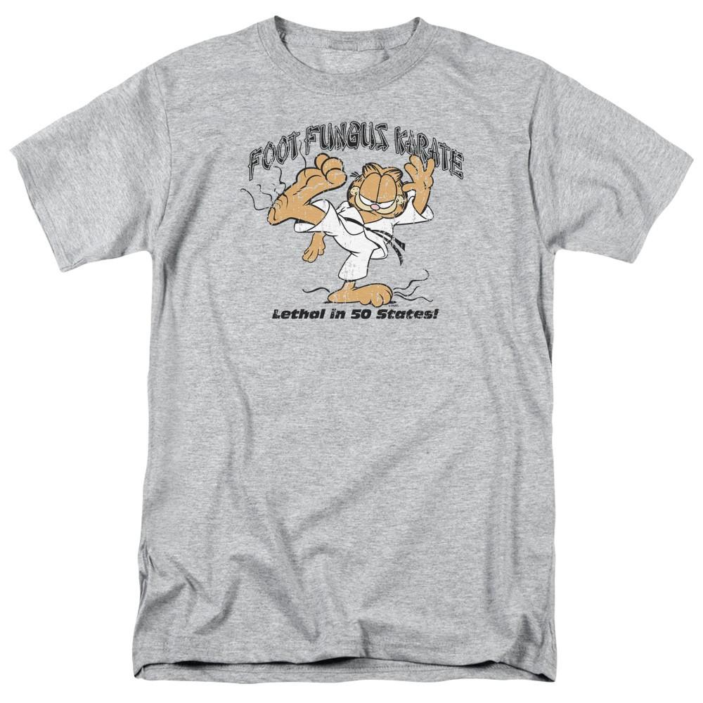 Garfield - Foot Fungus Karate - Adult Unisex Short Sleeve T-Shirt - Gray 4XL
