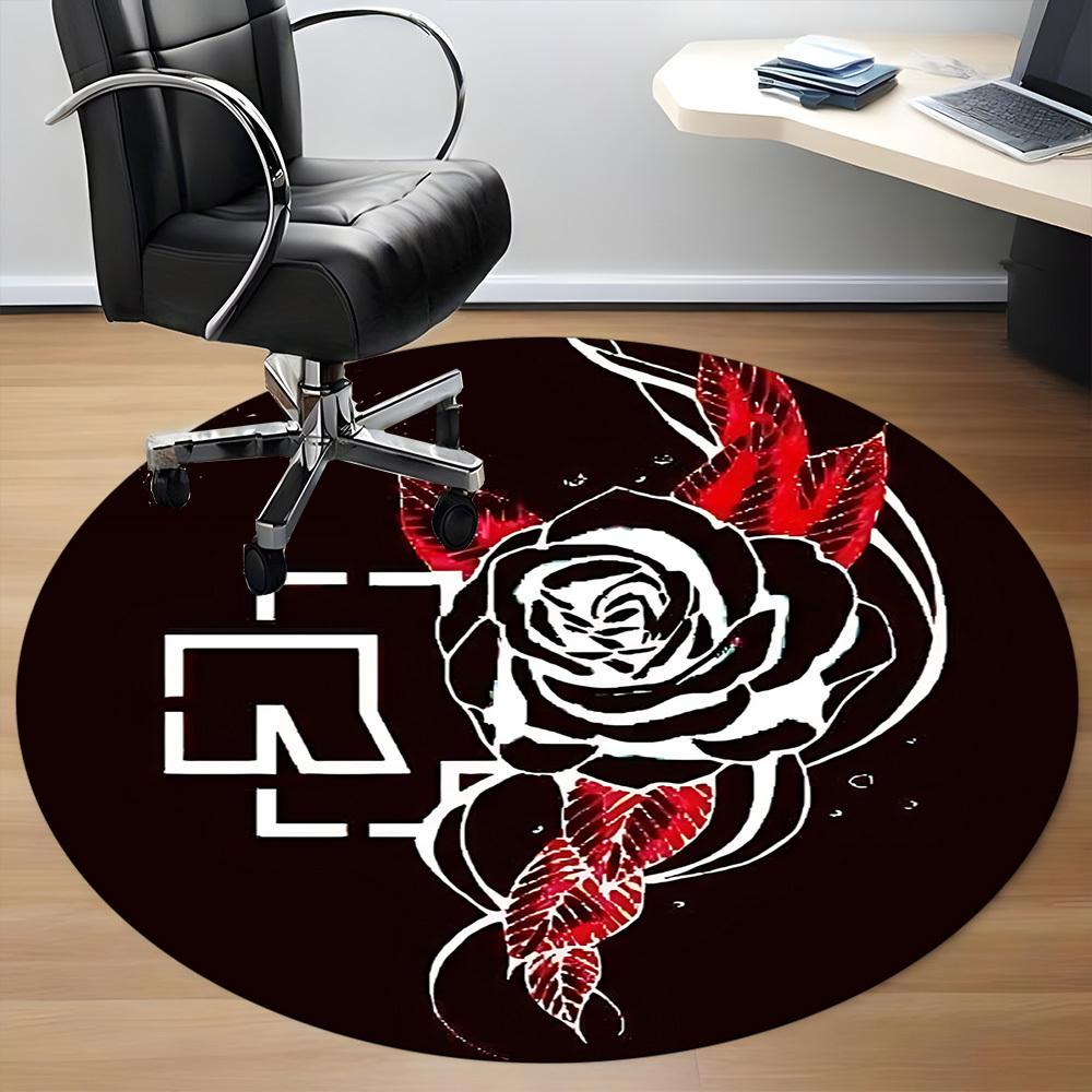 1PC RAMMSTEIN Office Round Rug - Perfect for Office or Study Decor, Non-Slip Backing, Decorative Floor Mat Yy250916046