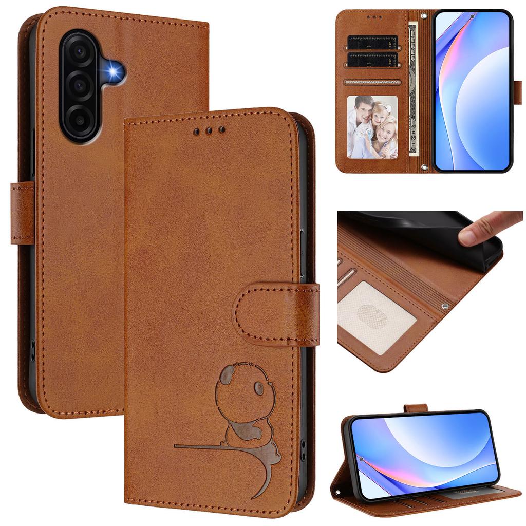 For Samsung Galaxy A37 5G Case Panda Imprint RFID Blocking Wallet Leather Phone Cover with Wrist Strap