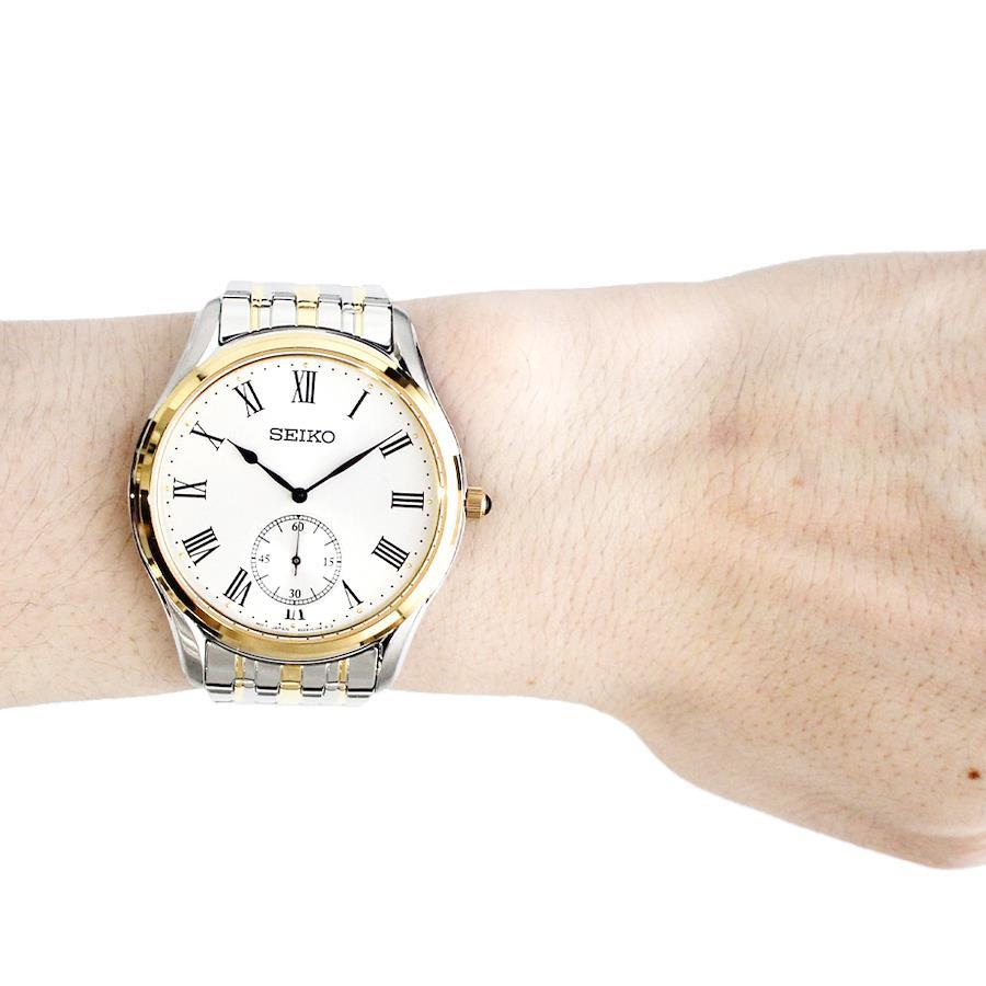 SEIKO Quartz SRK048P Classic Small Second White Silver Gold Wrist Watch For Men