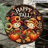 2D Flat, 1pc Vintage Happy Fall Metal Wall Decor - Scarecrow Pumpkin Sign with Sunflowers, Autumn Leaves - Rustic Farmhouse Decor for Home, Garden